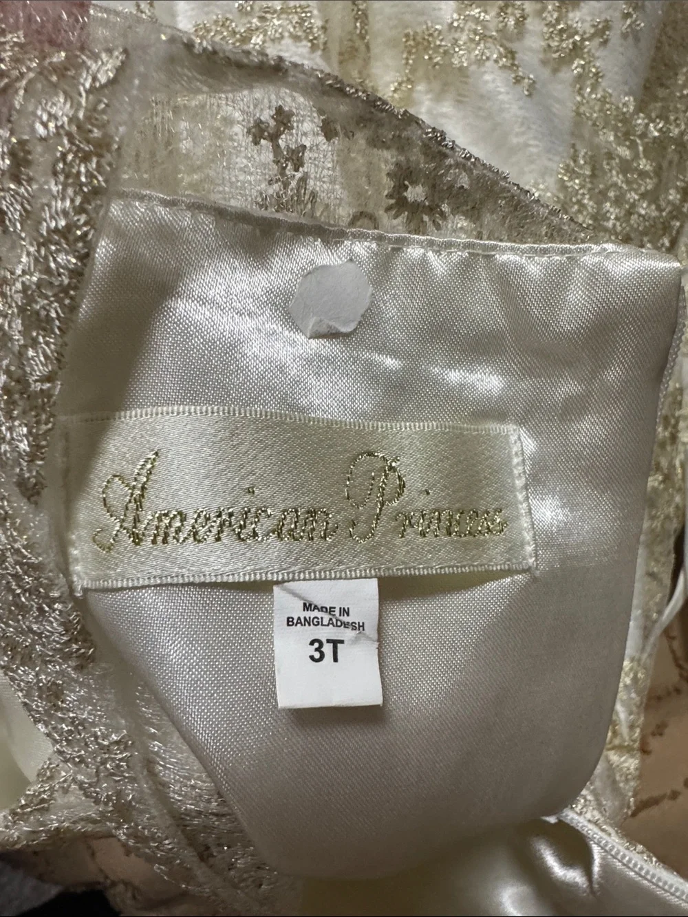 American Princess White and Gold Lace Embellished Party Dress